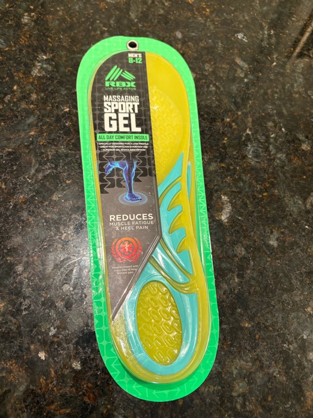 RBX Massaging Sport Gel Insole in Green and Yellow